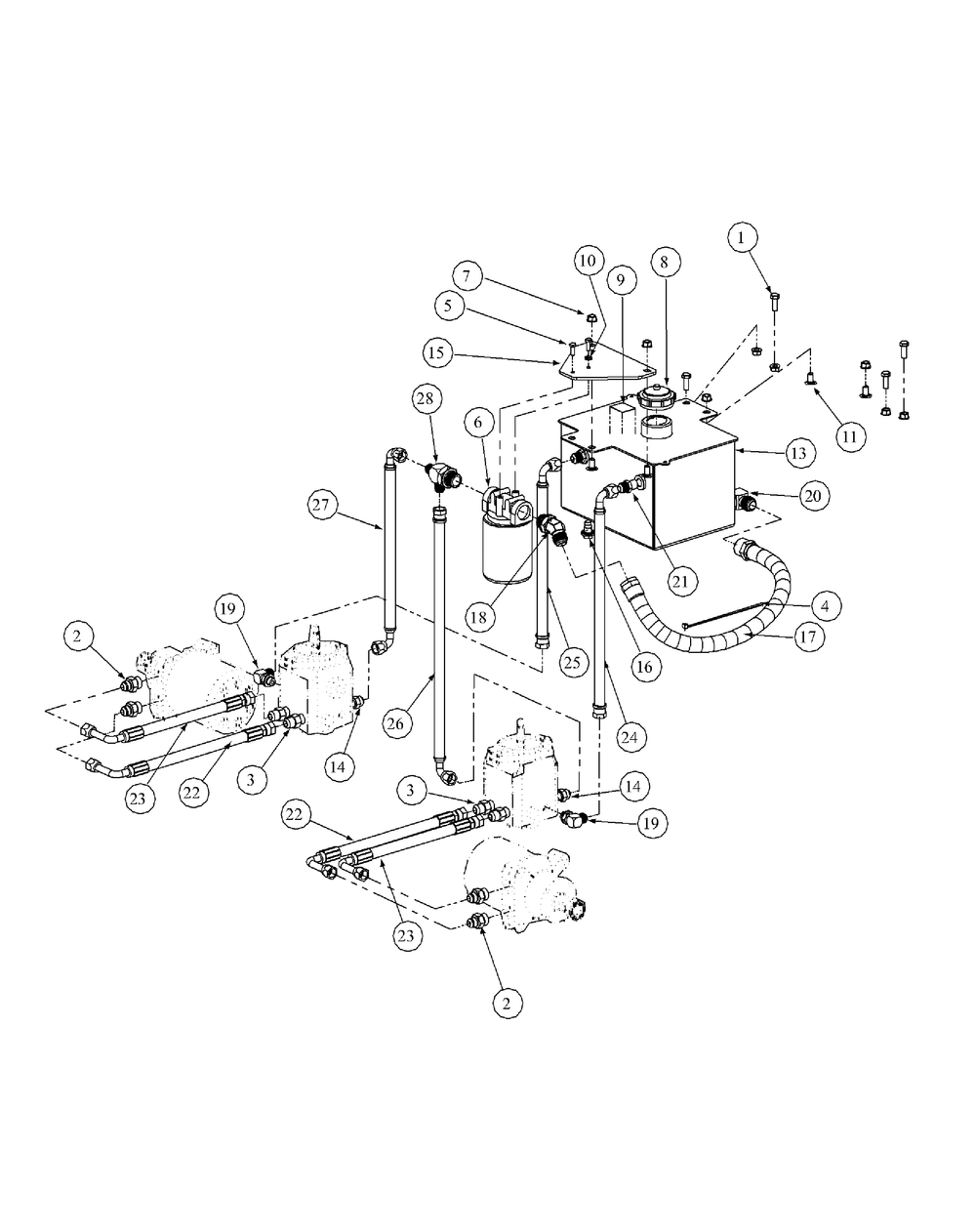 Hydro Pump Assembly Diagram and Parts List for M54-KW 53BB5DBW750-23-HP Cub Cadet Lawn Tractor